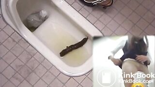 nice girl pushes a long piece of shit out of her ass