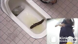 nice girl pushes a long piece of shit out of her ass