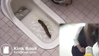 nice girl pushes a long piece of shit out of her ass