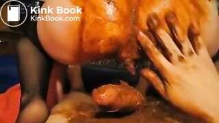 Wife piss and shits on husbands cock