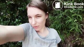 German girl shits Long turd outside