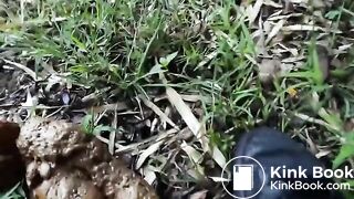 German girl shits Long turd outside