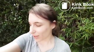 German girl shits Long turd outside