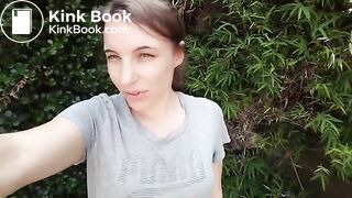 German girl shits Long turd outside