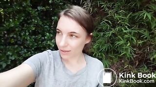 German girl shits Long turd outside