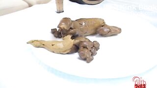 Shit on a plate and examine the shit