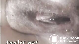 Girl with hairy hole piss and shit - Pooping and pissing gir