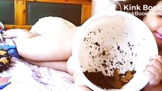 Shitting in a bowl and smearing it on my boobs