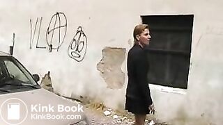 girl pooping in the pants in the street