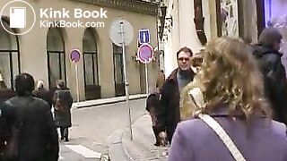 girl pooping in the pants in the street