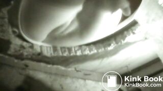 Girl squeezes out a long turd