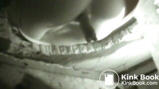 Girl squeezes out a long turd