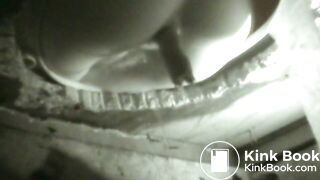 Girl squeezes out a long turd