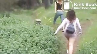 Hot Camryn and her Friend Poop in the Woods