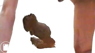 Woman Shitting On Glass Table