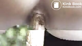 Sexy teen shits from a park bench