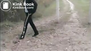 Amateur chick shitting on the road in the park - Scat Video Collection