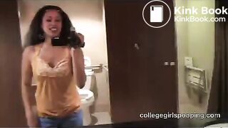Pretty ebony college girl Denver shits in toilet - Scat Video Collection
