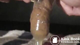Masturbating with shit filled condom (Scan-0079)