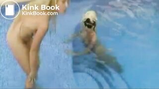 dirty bitches taking a huge dump in a swimming poo