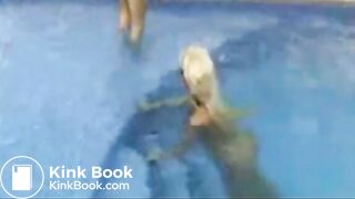 dirty bitches taking a huge dump in a swimming poo