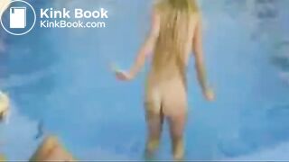 dirty bitches taking a huge dump in a swimming poo