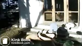 Girl shits from balcony on teenage couple