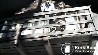 Girl shits from balcony on teenage couple
