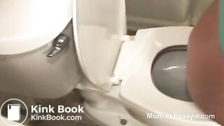 Three young girls shitting in toilet