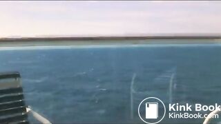 Shitting on ship balcony