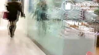 Girl push a wet huge poop out of her body