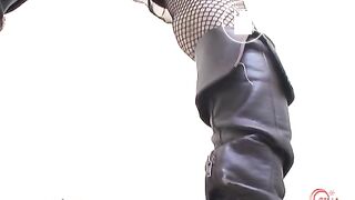 Girl push a wet huge poop out of her body