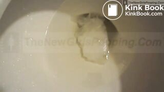 sexy Josie in toilet shits from side view