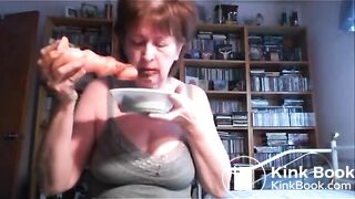 Scat Granny Sucks Shitty Dildo