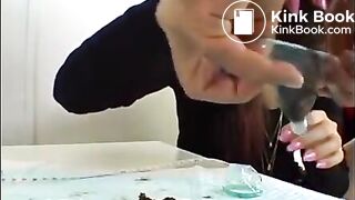 ASIAN BATES WITH HER OWN POOP