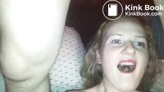 My girlfriend swallows shit from ass