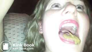 My girlfriend swallows shit from ass