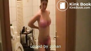 Busty girl pooping