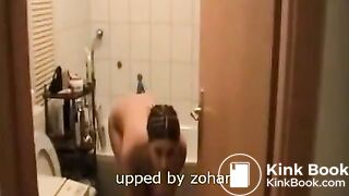 Busty girl pooping