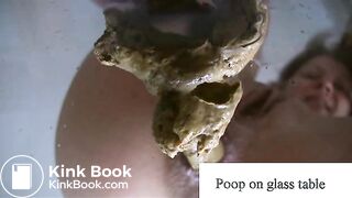 poop on glass table