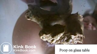 poop on glass table