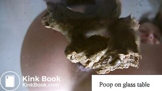 poop on glass table
