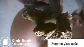 poop on glass table