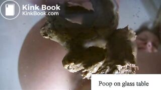 poop on glass table