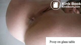 poop on glass table