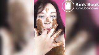 Scat BBWendi paints her body and eats her scat