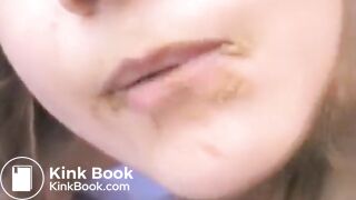 Bautiful girl shitting and tasting