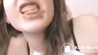 Bautiful girl shitting and tasting