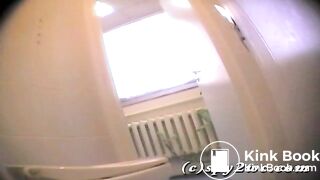 lady puking in public toilet
