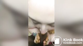 Scat eating with lots of puke and facial